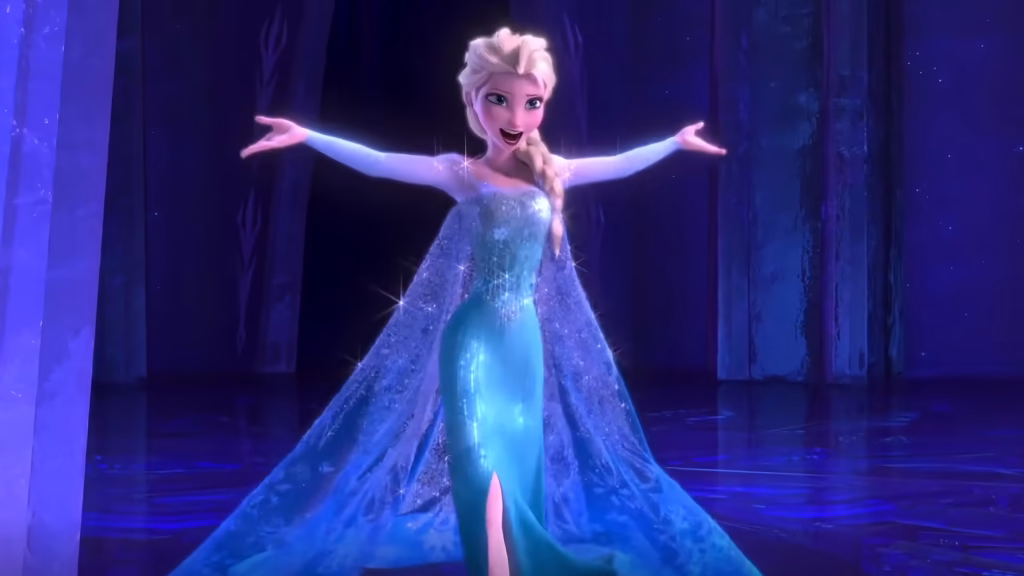 Elsa walking confidently after her transformation.