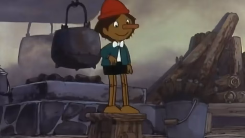 Pinocchio in his new clothes.