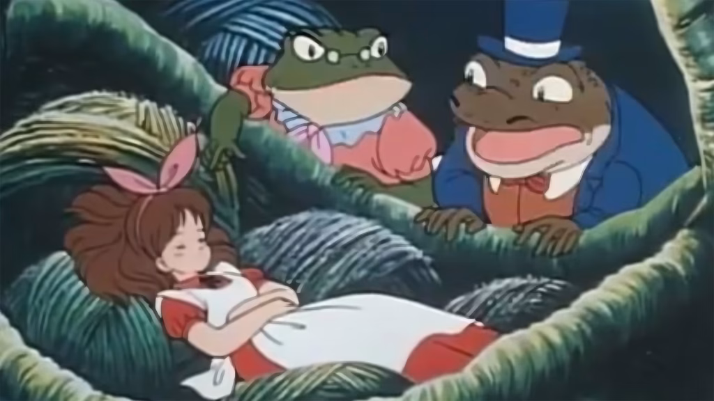 Sleeping Thumbelina as she was discovered by frogs.